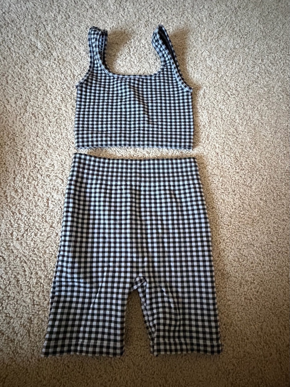 No Boundaries Black and White Gingham Knit Set